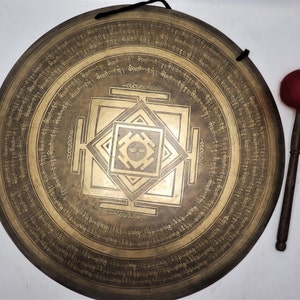 23 inch extra large  diameter mantra craft  tibetan gong - sound healing , meditation, yoga - gong for yoga - temple gong made in Nepal