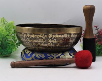 9 inches diameter buddha eye  singing bowl-master healing yogi singing bowl for-meditation-Peace and love-Mindfulness- made in Nepal