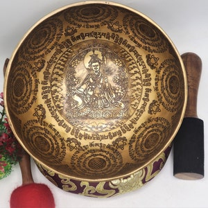 9 inches diameter mantra in-grave  singing bowl-Tibetan singing bowl for Healing chakra-meditation-Peace and love-Mindfulness- made in Nepal
