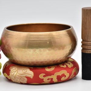 6 inch Singing Bowl , Meditation Sound Bowl Hand Beaten, Tibetan Singing Bowl- made from Nepal- gift bowl free cushion and mallet