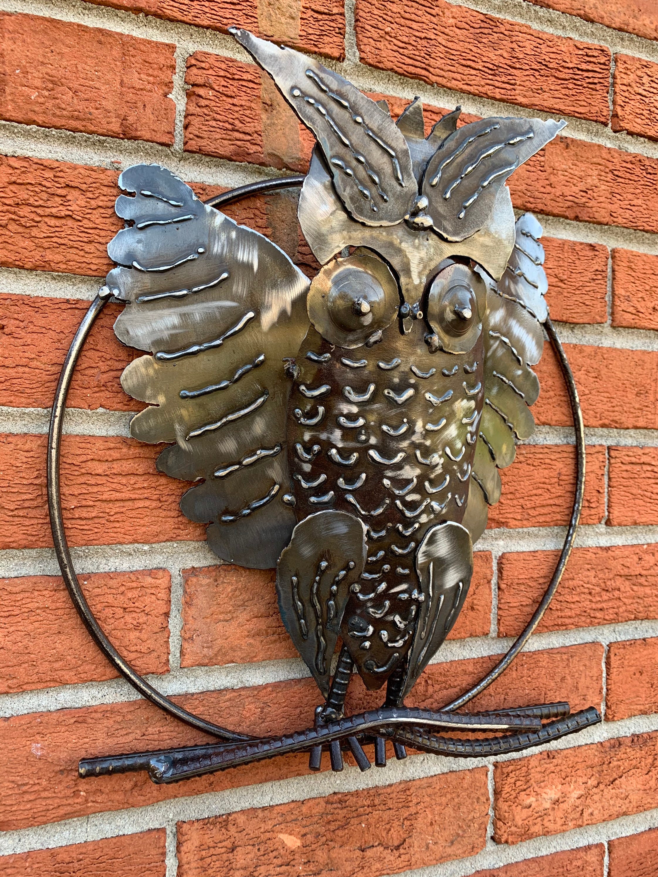 Metal owl wall art hanger outdoor art Etsy