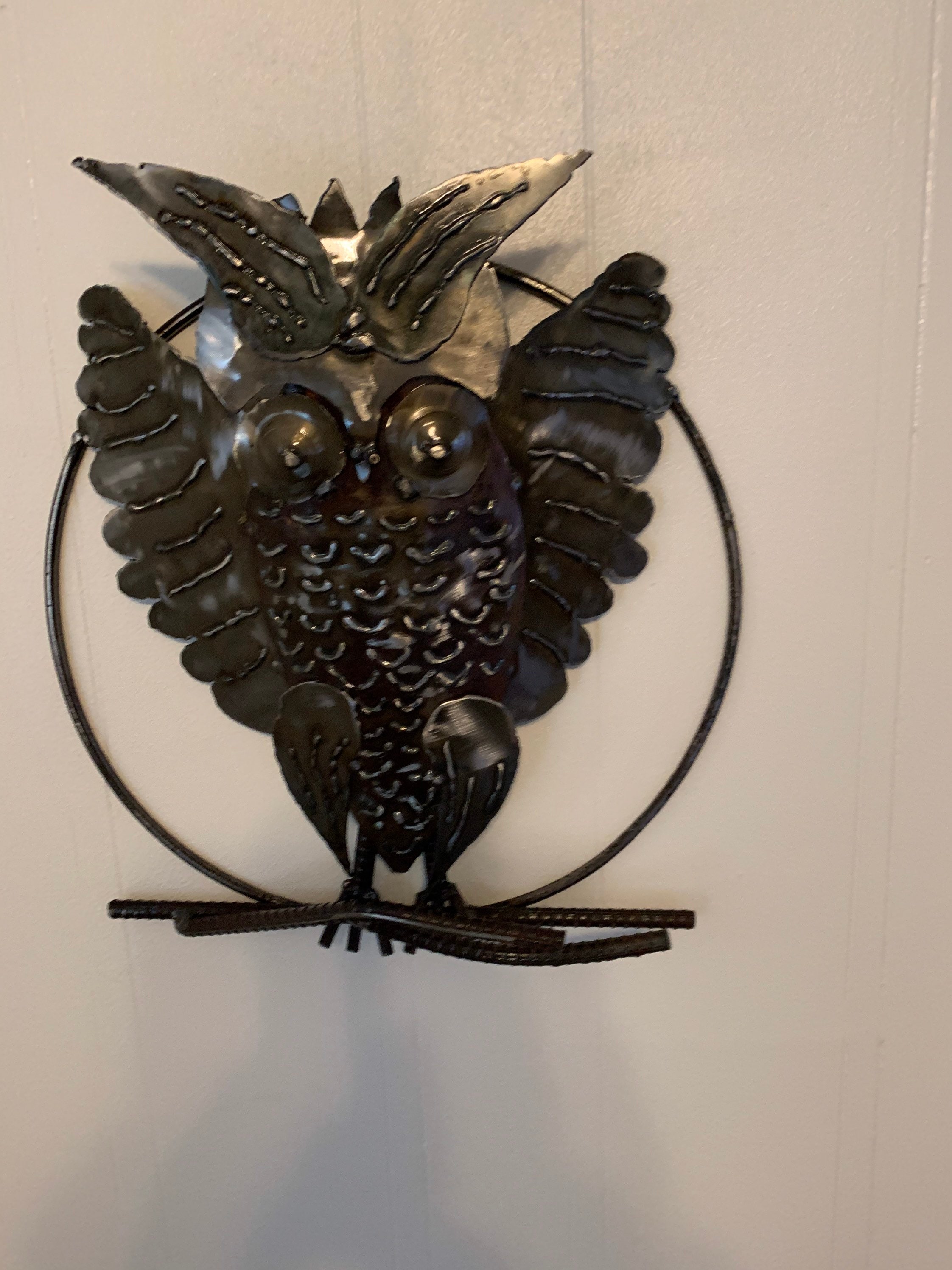 Metal owl wall art hanger outdoor art Etsy