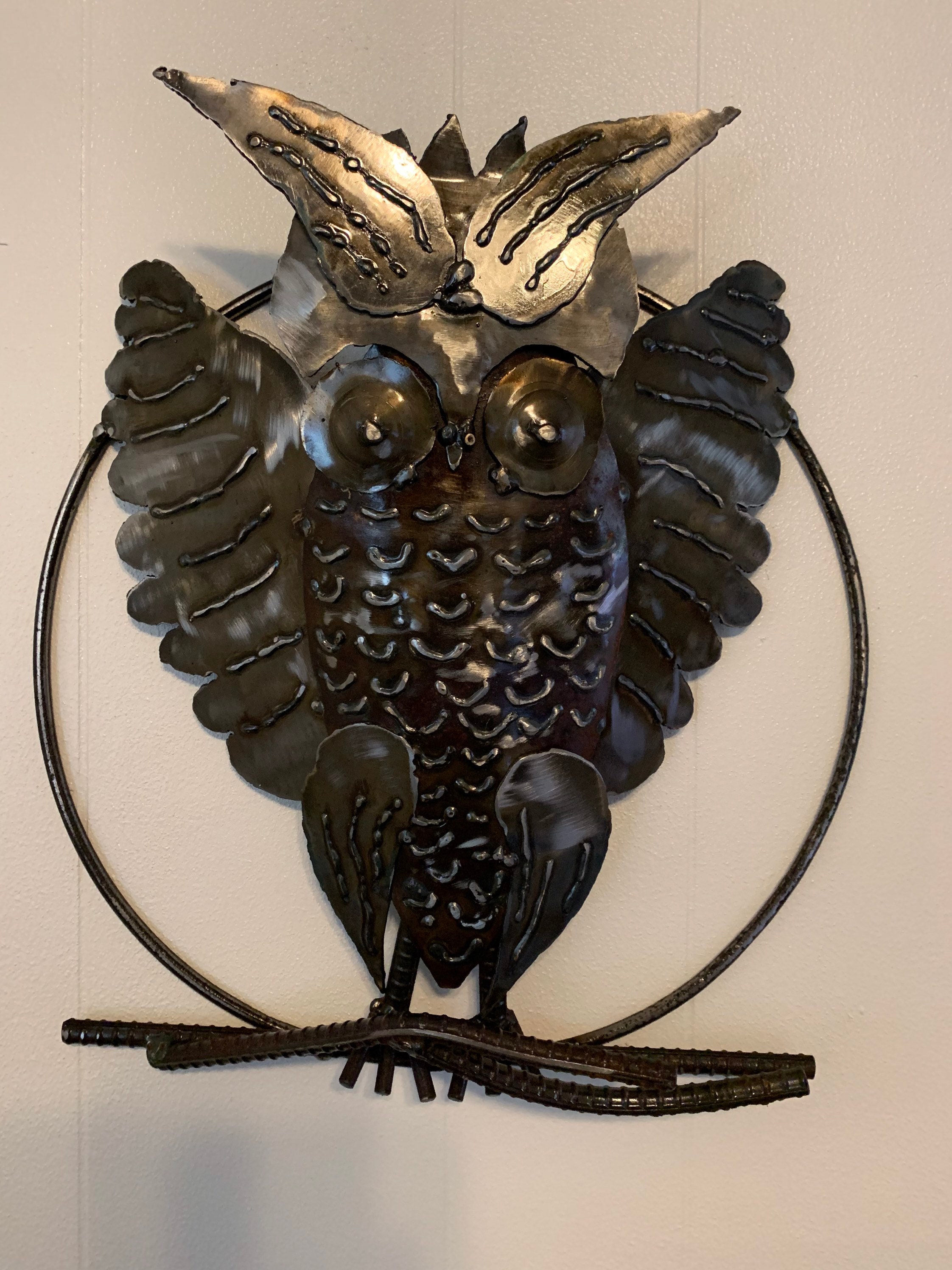 Metal owl wall art hanger outdoor art Etsy