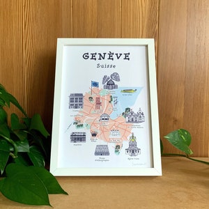 Affiche plan illustré de Genève - illustration