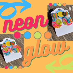 Neon Glow Collection | Polymer Clay Dangle Earrings | Neon Orange, Neon Blue, Neon Green, Neon Pink
