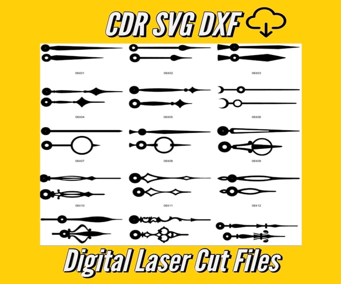 Clock Hands Set Laser Cut Files SVG DXF CDR Vector Plans for Etsy