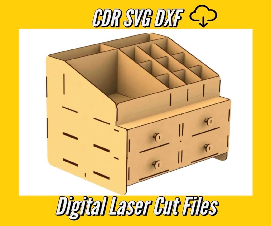 Chest of Drawers Organizer Laser Cut Files SVG DXF CDR Vector Plans for