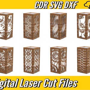 8 Table Lamps Laser Cut Files SVG DXF CDR Vector Plans for Laser Cnc ...