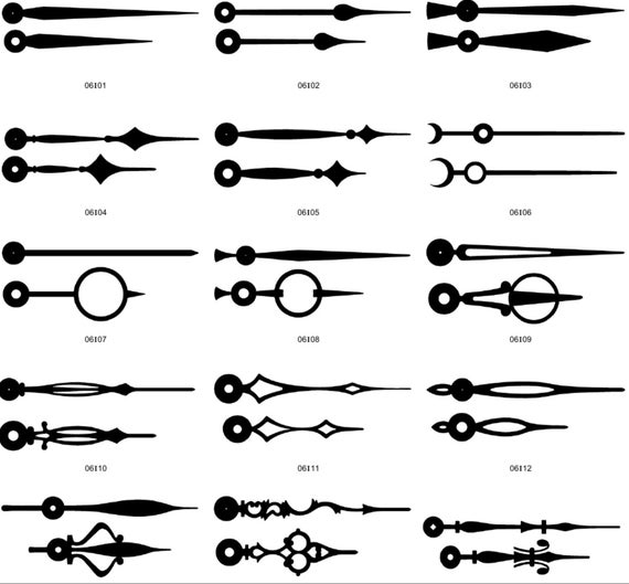 Clock hands set laser cut files SVG DXF CDR vector plans for Etsy