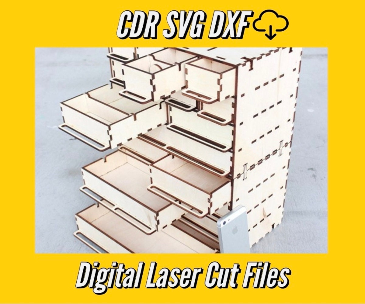 Laser cut files SVG Chest of drawers CDR vector file DXF cnc file dxf ...