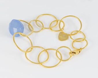 Tous Cercle Vermeil Silver Bracelet With Blue Agate Eugenia by