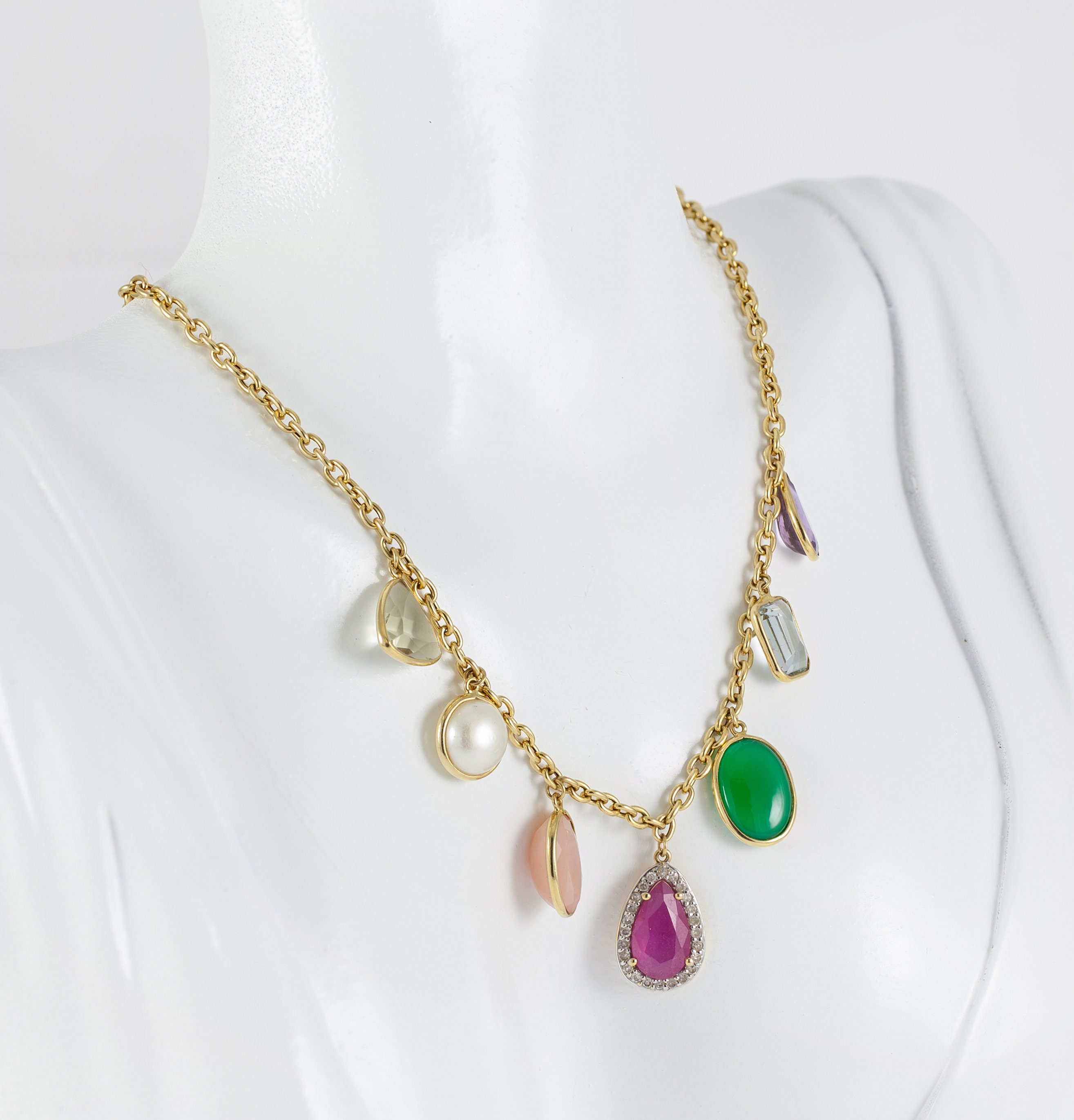 Tous Necklace in 18k Yellow Gold With Gems and Gem Power Diamonds - Etsy