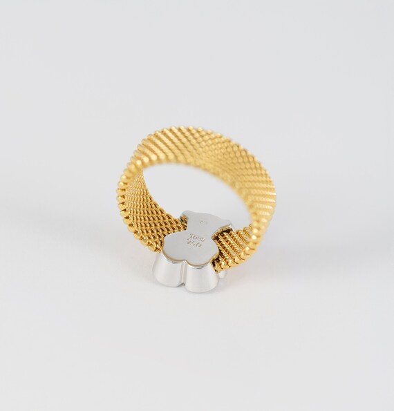 Tous Icon Mesh Ring in 18k Yellow Gold and White Gold With Diamonds - Etsy