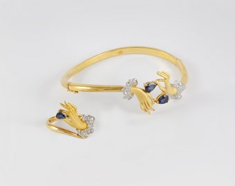 Carrera y Carrera Armband und Ring-Set aus 18 Karat Gelb- und Weißgold mit Diamanten und Saphiren