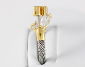 Anillo Tous Eklat en acero y oro amarillo de 18k con dos topacios