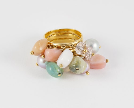 Tous Ring in 18k Yellow Gold With Quartz and Pearls - Etsy