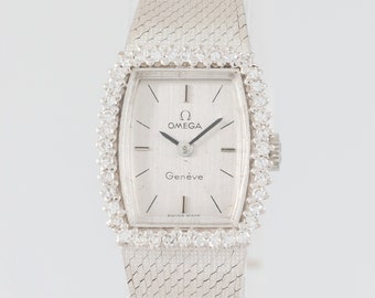 Omega Geneve White Gold 18k and Diamonds 0.4 ct Square Dial