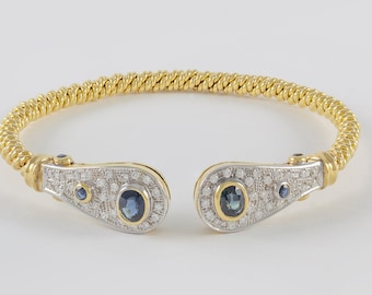 Antique bracelet in 18k yellow gold with sapphires and diamonds