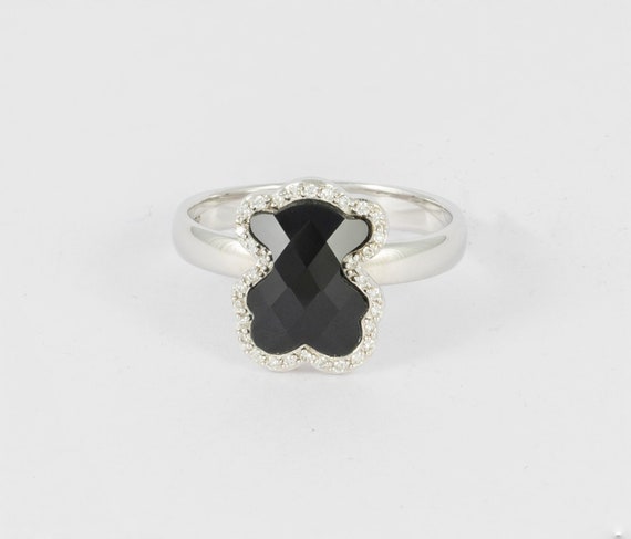Tous Ring in 18k White Gold With Diamonds and Onyx - Etsy
