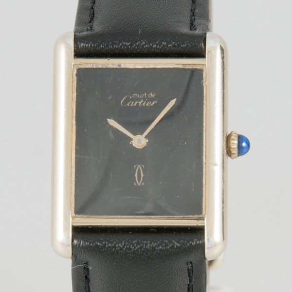 Cartier Tank Must de Silver 925 Plaque or G 20M Black dial