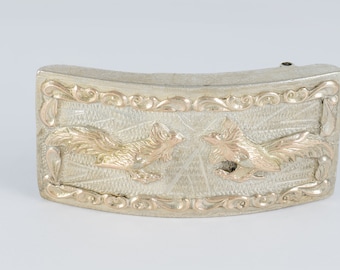 Belt buckle in 925 silver Roosters