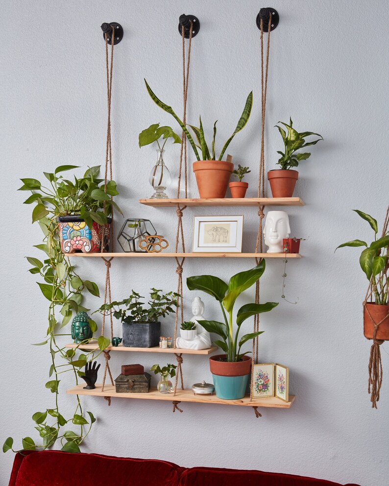 Hanging Plant Shelves // Floating Wall Shelf Shelf Wall Etsy