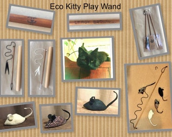 Eco Cat Toy, teaser wand, Cat Exerciser, Kitty play wand, Regular OR Extra Long, Catnip Cat Toy, Ethically handmade (:>)=