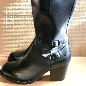Vintage Leather boots, 1990&#39;s, Extra long, knee high, size 40EU, Fits larger calf size...