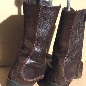 Brown Leather Mid Calf Boot