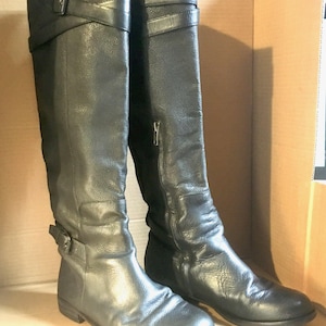 Vintage boots, Genuine Black leather size 37 EU, knee high flats, gorgeous...