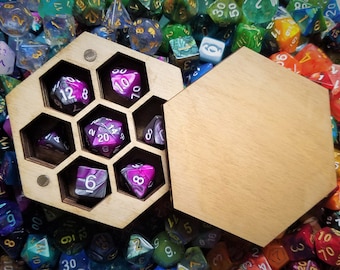 Hex Interior Dice Box - Minimalist Design Vault -  Dungeons and Dragons - DnD - Tabletop Gaming - TTRPG  - RPG - Polyhedral Dice