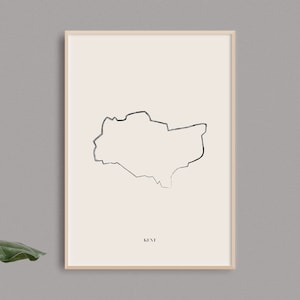 Kent Map Print // English County Print // Kent Art // Kent Map // Digital Prints // Home Decor // UK Wall Art