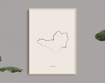 Somerset Karte Drucken, UK County Wandkunst