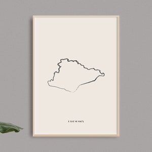 East Sussex Map Print // English County Print // East Sussex Art // East Sussex Map // Digital Prints // Home Decor // UK Wall Art