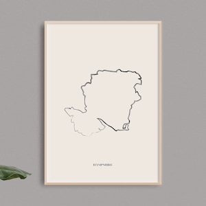 Hampshire Map Print // English County Print // Hampshire Art  // Hampshire Map // Digital Prints // Home Decor // UK Wall Art