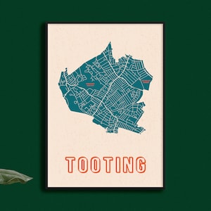Tooting Mapa Impresión // Mapa de Tooting Impresión // Impresiones Digitales // Mapa de Londres // London Borough Print // London District // British Wall Art