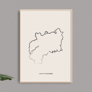 Gloucestershire Map Print // English County Print // Gloucestershire Art // Gloucestershire Map // Home Decor // UK Wall Art
