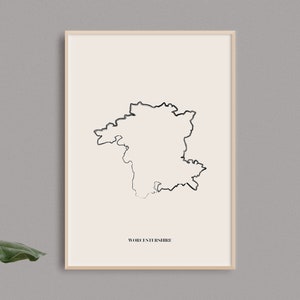 Worcestershire Map Print // English County Print // Worcestershire Art  // Worcestershire Map // Digital Prints // Home Decor // UK Wall Art