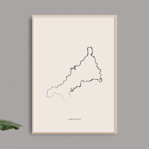 Cornwall Map Print // English County Print // Cornwall Art // Cornwall Map // Digital Prints // Home Decor // UK Wall Art