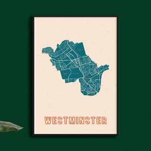 Westminster Map Print // Map of Westminster Print // Digital Prints // London Map // London Borough // London District // British Wall Art