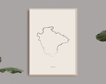 Devon Map Print // English County Print // Devon Art  // Devon Map // Digital Prints // Home Decor // UK Wall Art