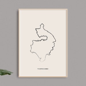 Warwickshire Map Print // English County Print // Warwickshire Art  // Warwickshire Map // Digital Prints // Home Decor // UK Wall Art