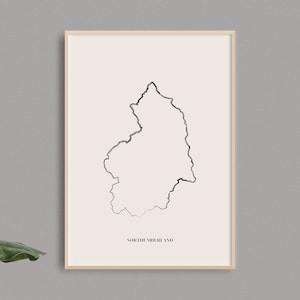 Northumberland Map Print // English County Print // Northumberland Art // Northumberland Map // Digital Prints // Home Decor // UK Wall Art