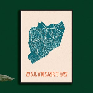 Walthamstow Map Print // Mapa de Walthamstow Print // Impresiones Digitales // Mapa de Londres // Impresión del Municipio // London District