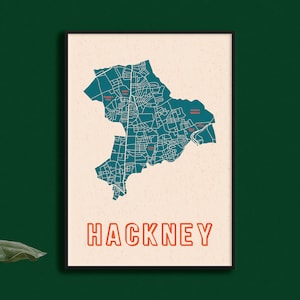 Hackney Mapa Impresión // Mapa de Hackney Print // Impresiones Digitales // Mapa de Londres // London Borough Print // London District // British Wall Art