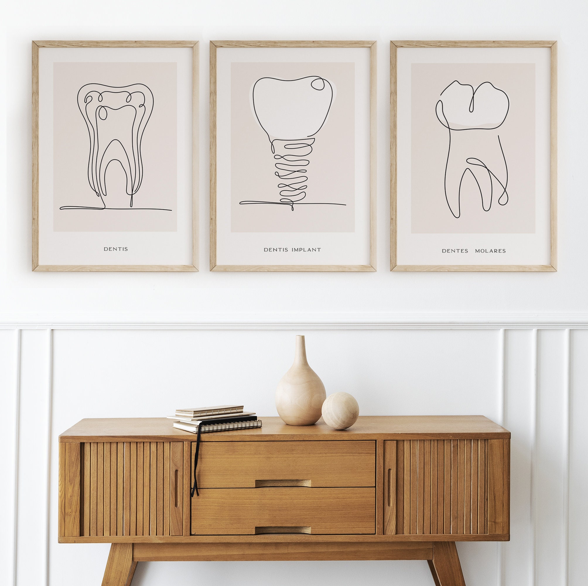 One Line Tooth Art Print Dental Art Work Minimalist Set of 3 Etsy