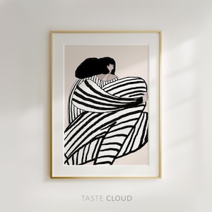 Lagom Life simple abstract woman art print, Abstract people female figure art print, Scandinavian midcentury modern wall art poster prints
