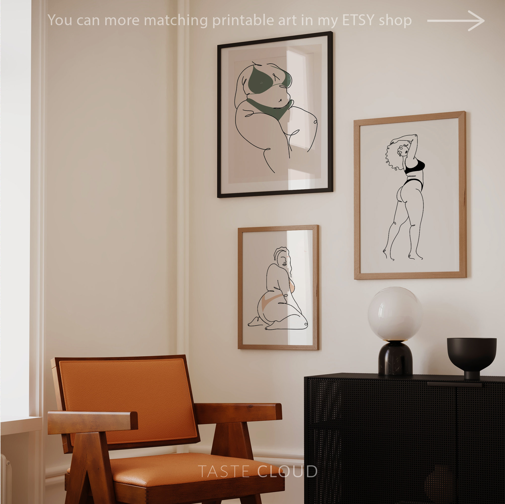 CUSTOM Portrait Female Body Line Art Print Poster, Personalized Prints ...
