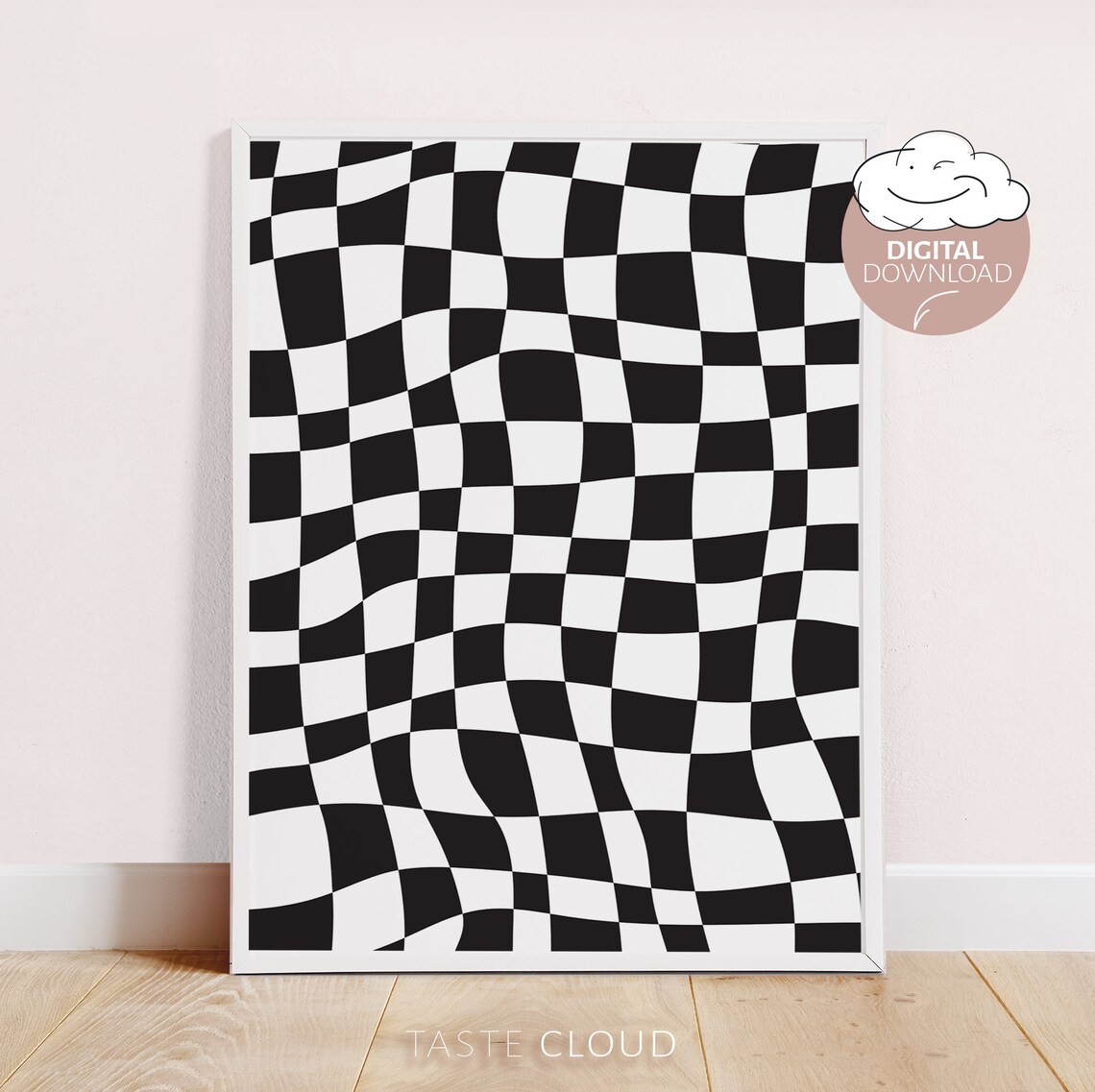 Black and white checkered wall art. Queer art digital print. Etsy