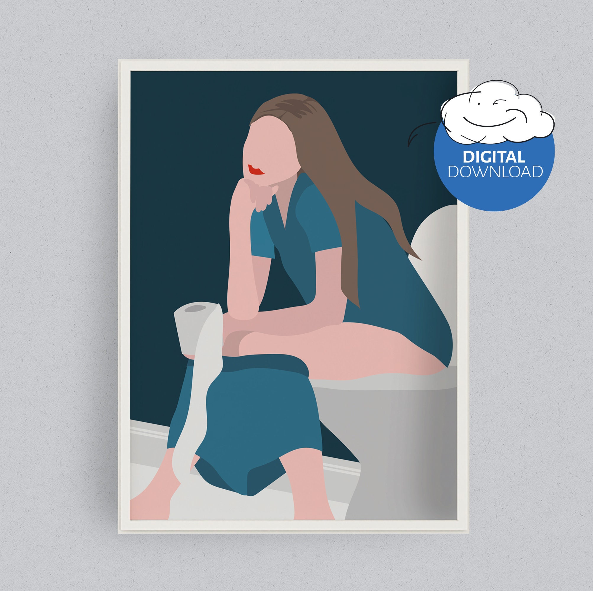 Gesichtslose Porträt Mädchen HABEN ein NICE POOP Bad Kunst | Etsy